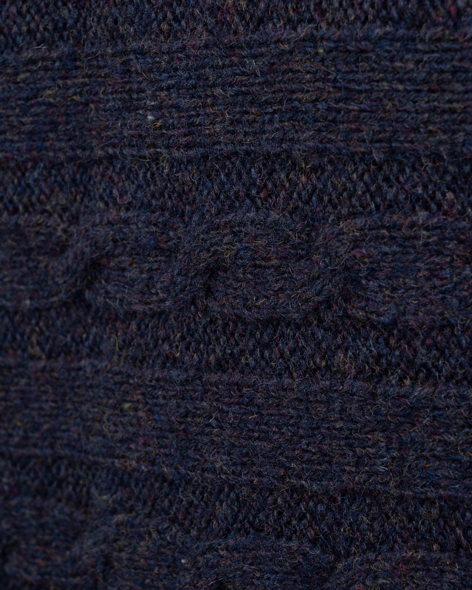 Raf Simons "RIOT! RIOT! RIOT!" cable woven navy crewneck sweater thumbnail