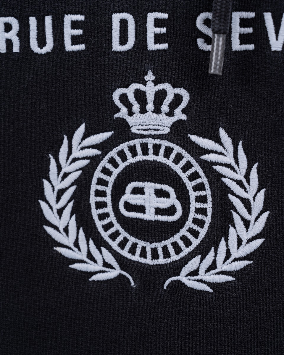 Balenciaga Paris 40 Rue De Sevres embroidered black hoodie thumbnail