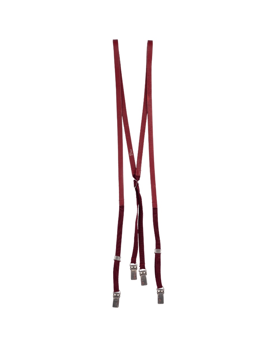 Dior Homme "The world was a mess, but his hair was perfect" red leather suspenders thumbnail