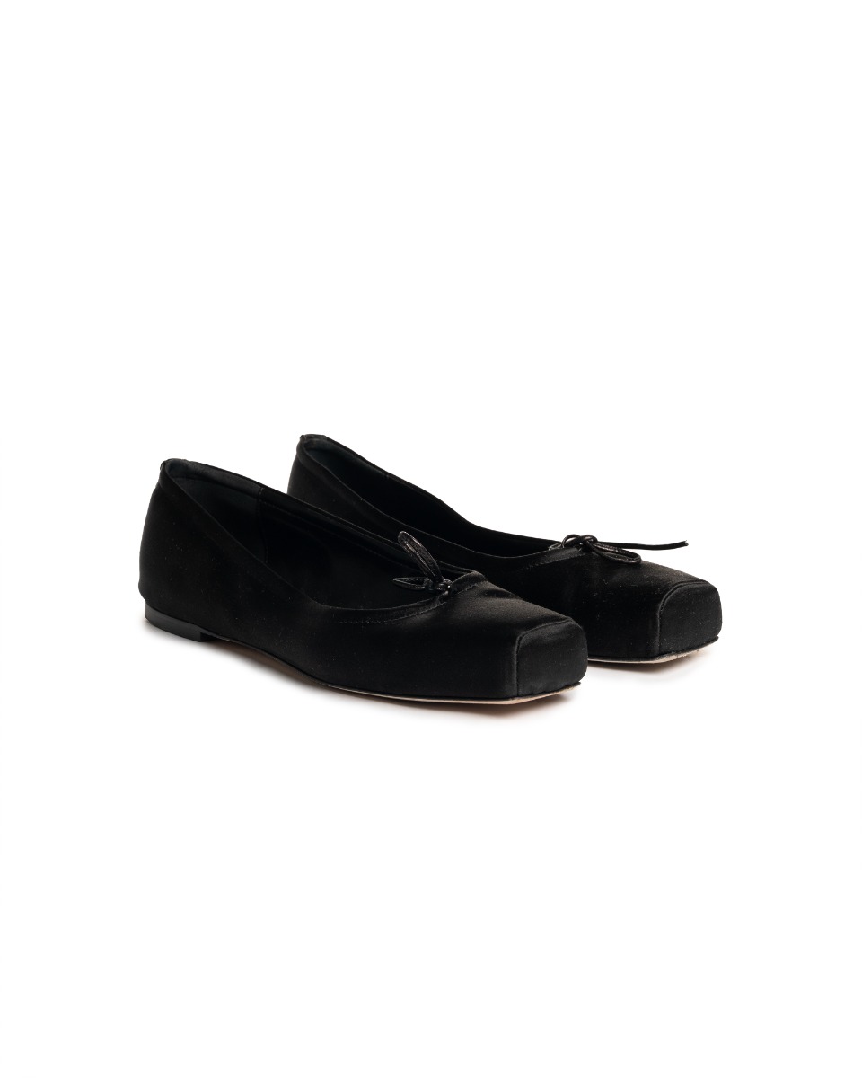 Aeyde Gabriella satin black flats thumbnail