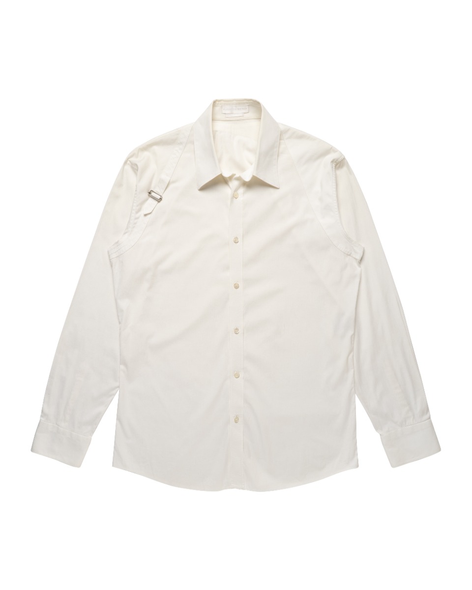 Alexander McQueen harness-buckled button-up white shirt thumbnail