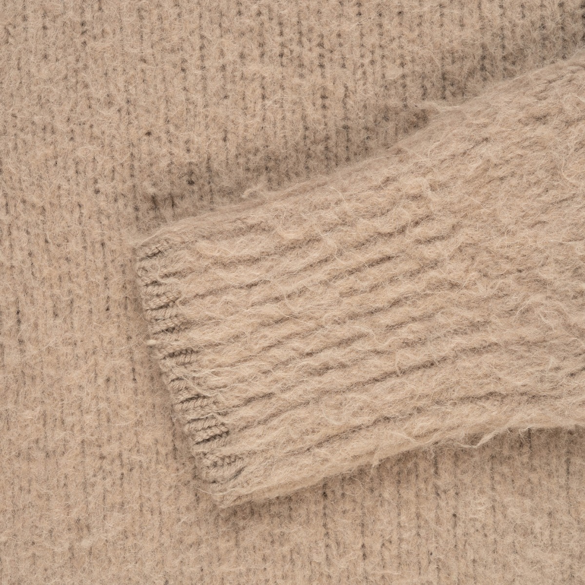 AMI Alexandre Mattiussi baby alpaca blend knitted taupe sweater thumbnail