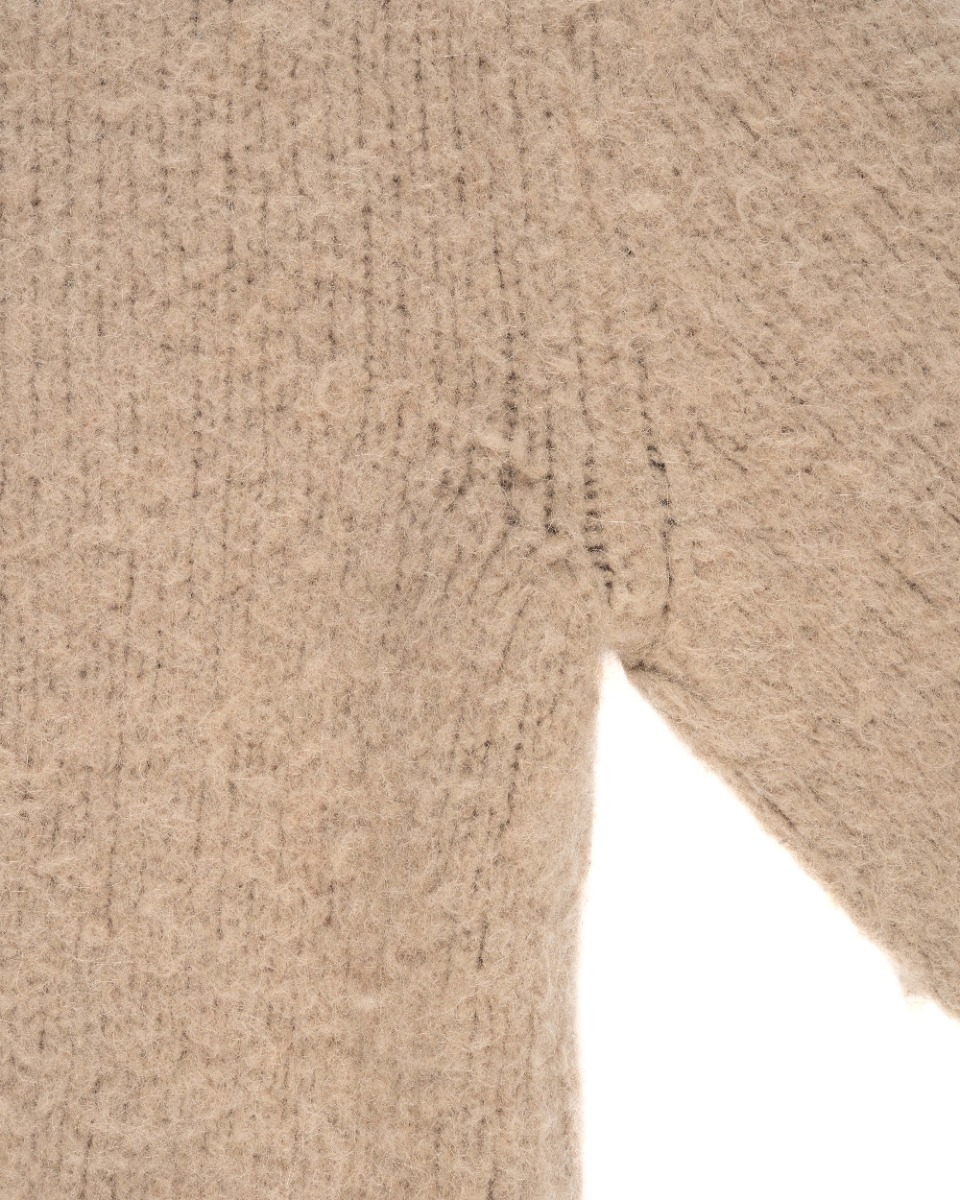 AMI Alexandre Mattiussi baby alpaca blend knitted taupe sweater thumbnail