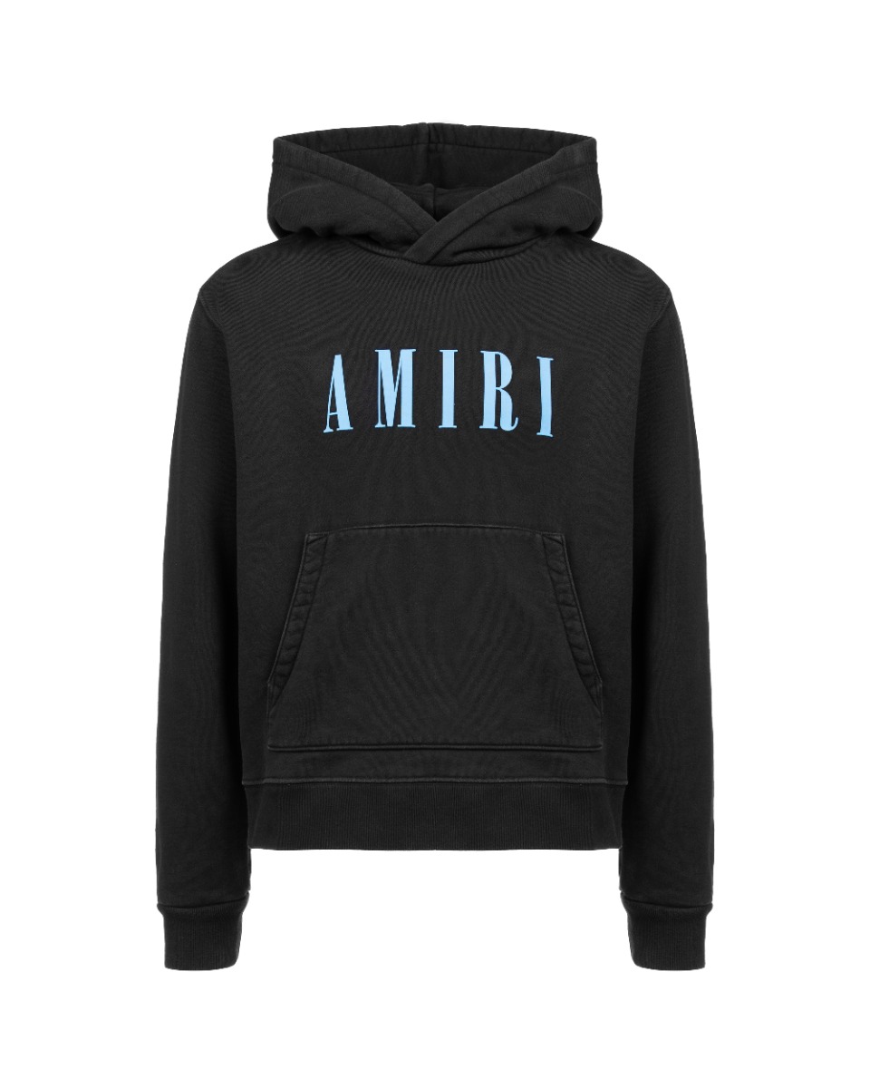 Amiri Core Logo Carolina Blue black hoodie thumbnail