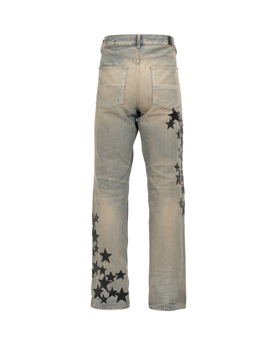 Amiri Indigo leather star denim pants thumbnail