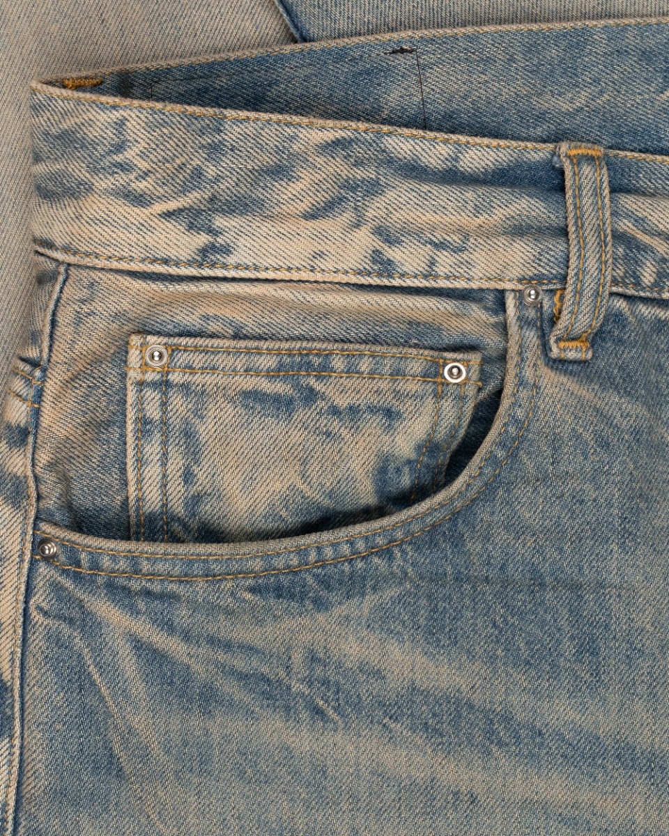 Amiri Indigo leather star denim pants thumbnail