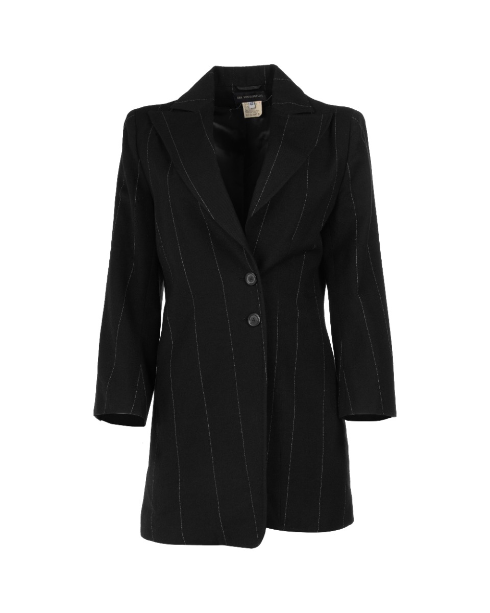 Ann Demeulemeester Pinstripe elongated laine blazer jacket thumbnail