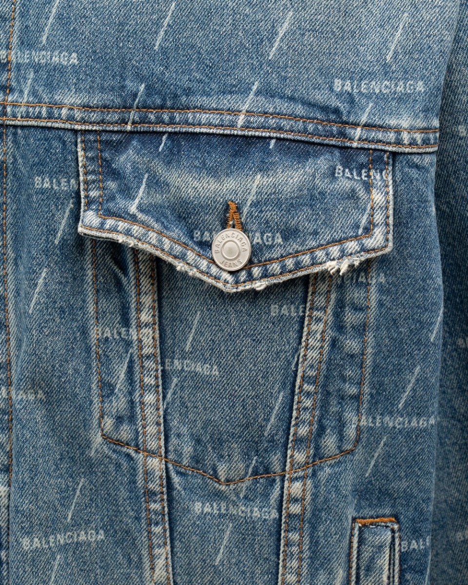 Balenciaga all-over logo washed denim jacket thumbnail