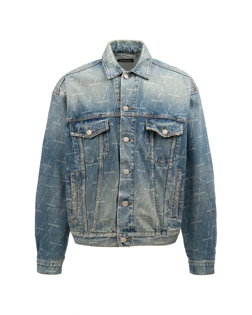 Balenciaga all-over logo washed denim jacket thumbnail