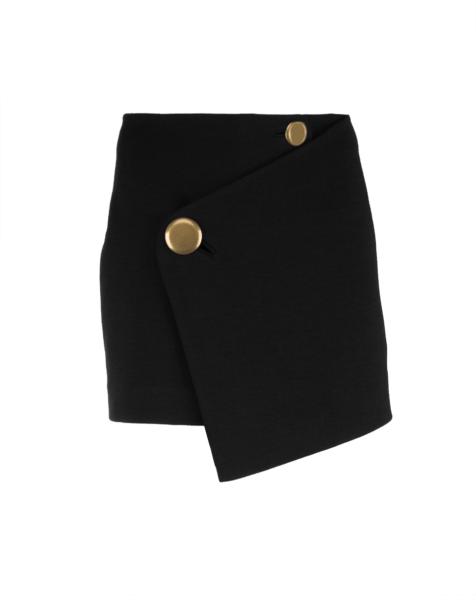 Balenciaga copper button black asymmetrical mini skirt thumbnail