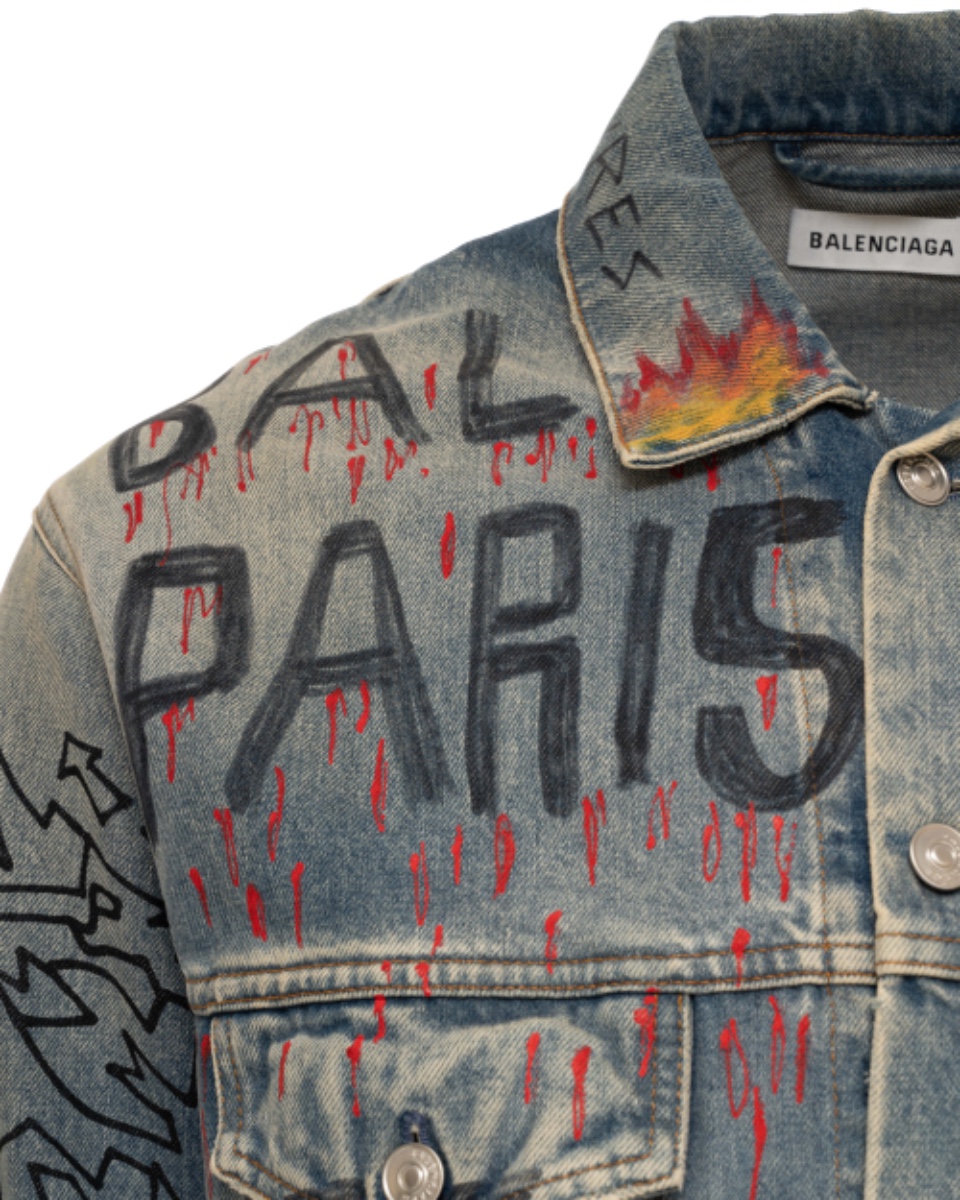 Balenciaga graffiti denim jacket thumbnail