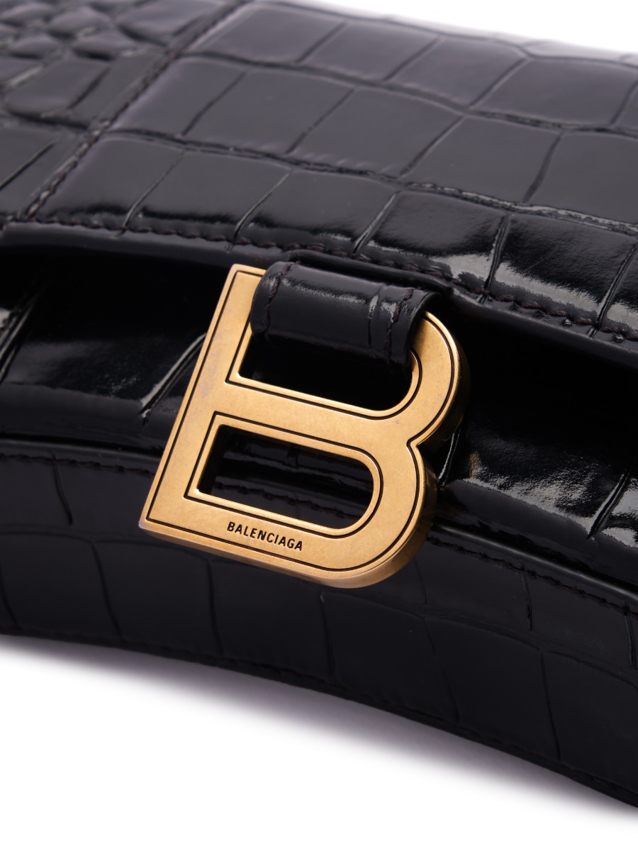 Balenciaga Hourglass Wallet on Chain crocodile embossed bag thumbnail
