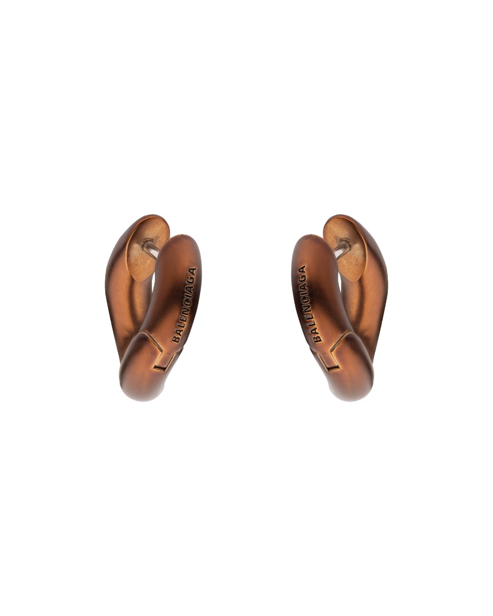 Balenciaga Loop mini brown earrings thumbnail
