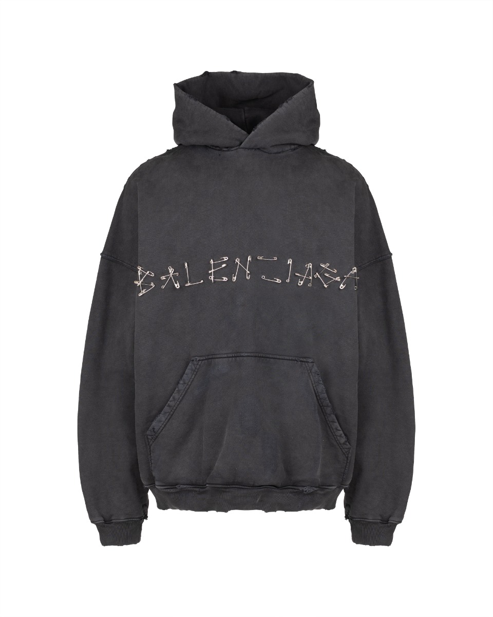 Balenciaga Safety Pin logo black hoodie - L thumbnail