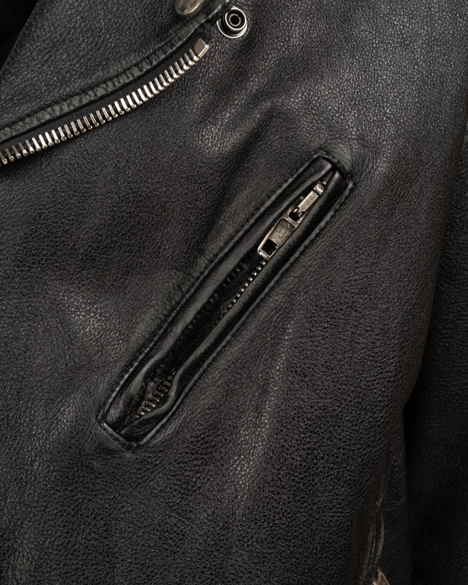 Balenciaga sleeve painted logo oversized leather moto jacket thumbnail