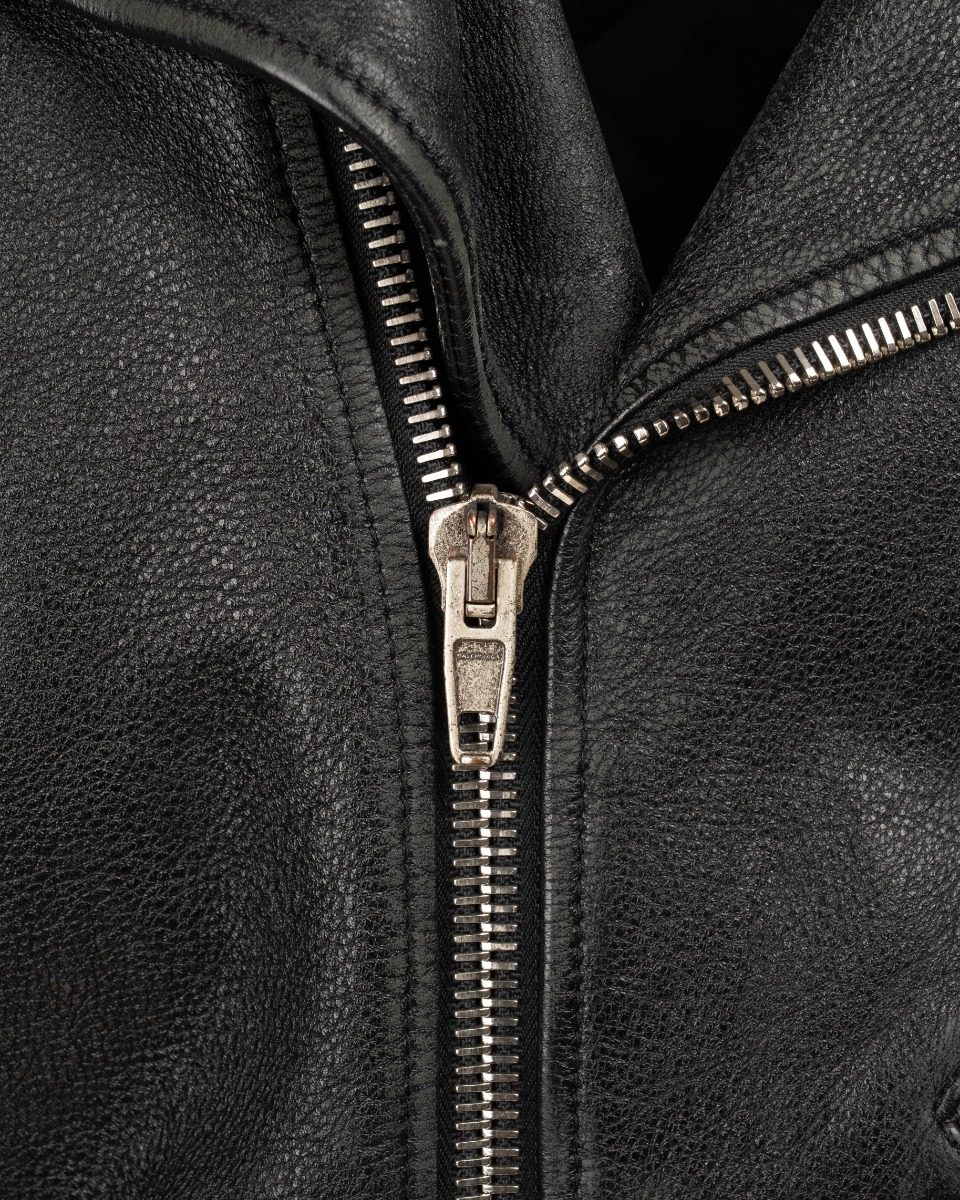 Balenciaga sleeve painted logo oversized leather moto jacket thumbnail