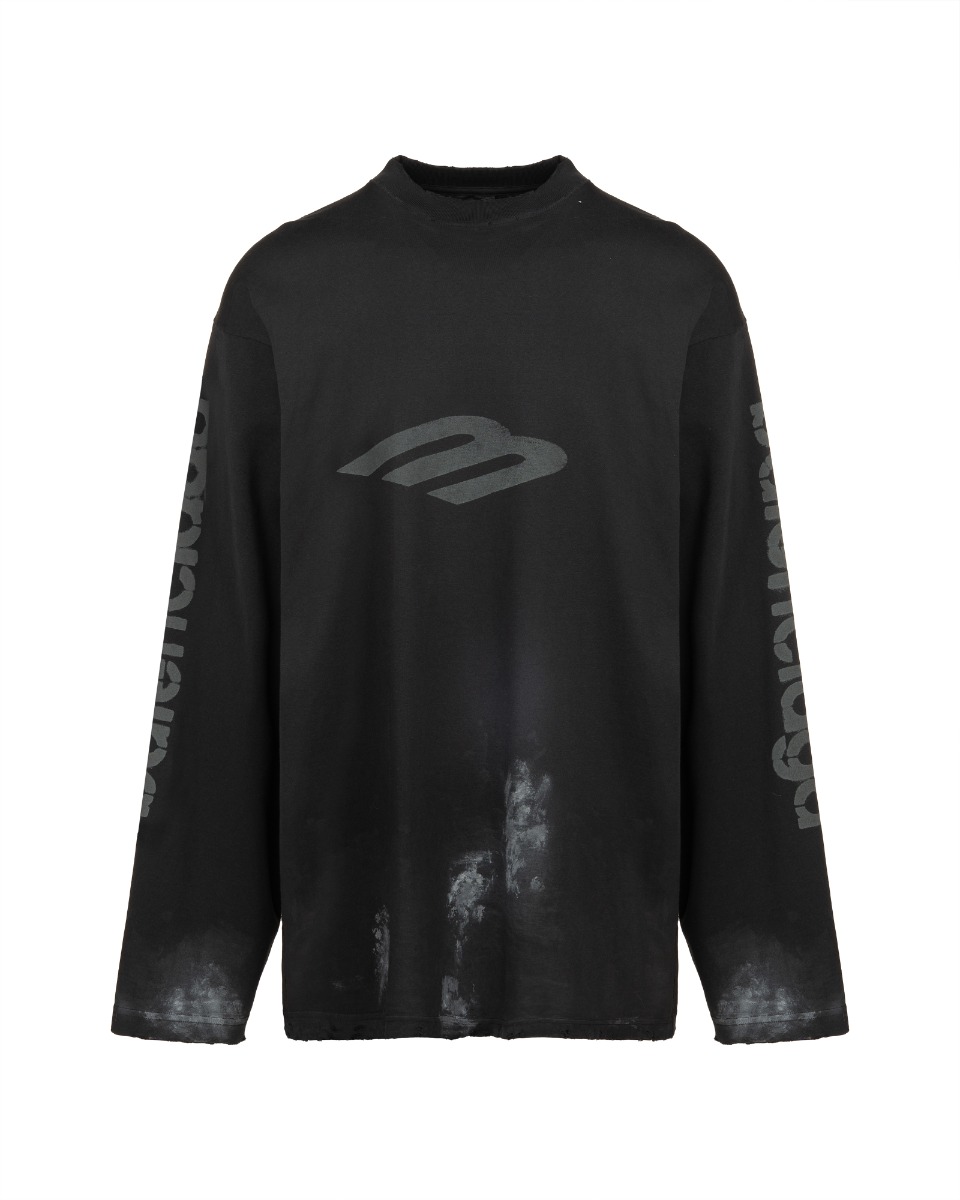 Balenciaga Unisex 3B Stencil distressed long sleeve t-shirt thumbnail