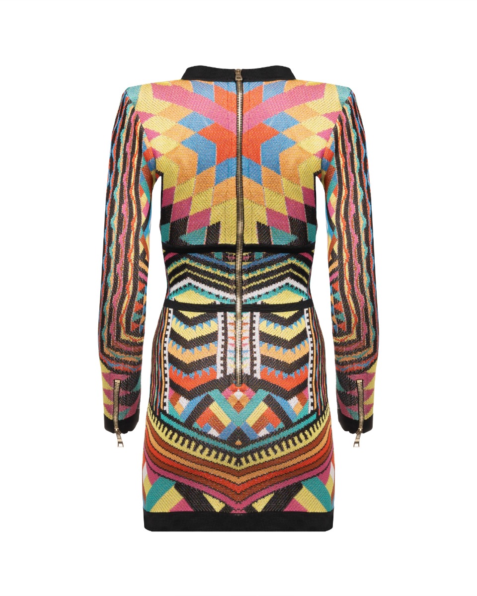 Balmain multicolour knitted v-neck dress thumbnail