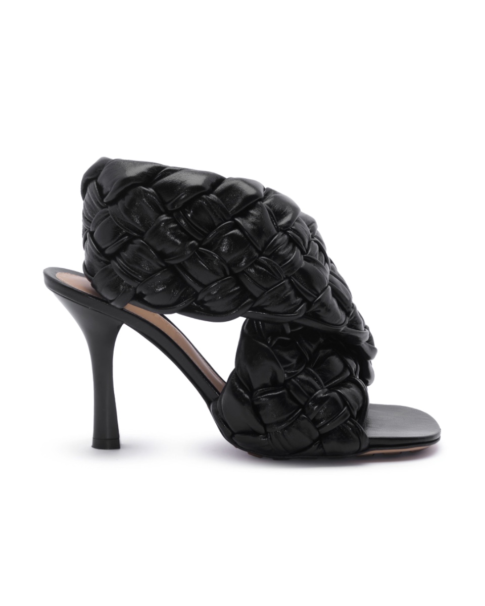 Bottega Veneta black crisscross woven board sandals thumbnail