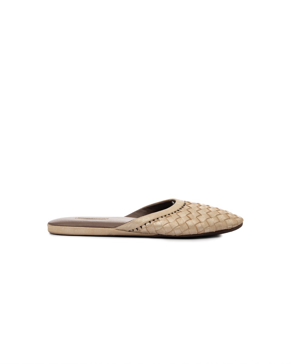 Bottega Veneta Intrecciato metallic leather moccasine mules thumbnail