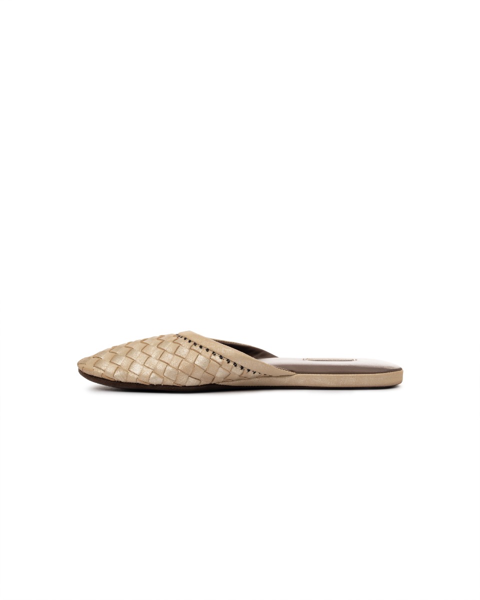 Bottega Veneta Intrecciato metallic leather moccasine mules thumbnail