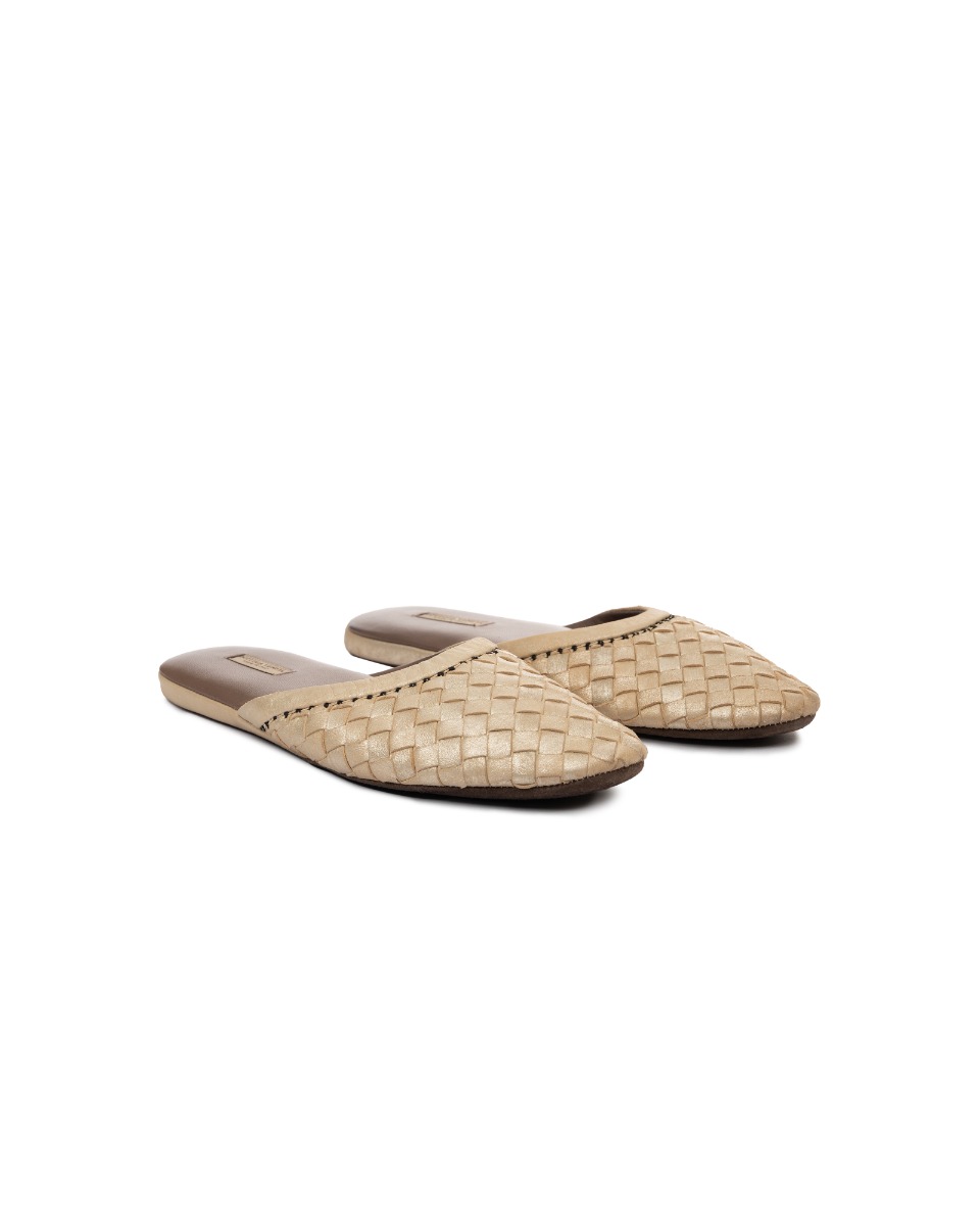 Bottega Veneta Intrecciato metallic leather moccasine mules thumbnail