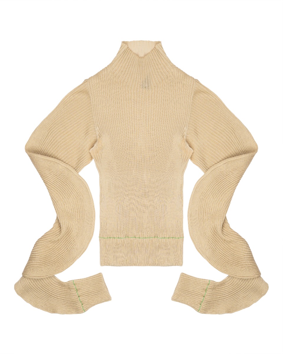 Bottega Veneta spiral-sleeve knitted top thumbnail