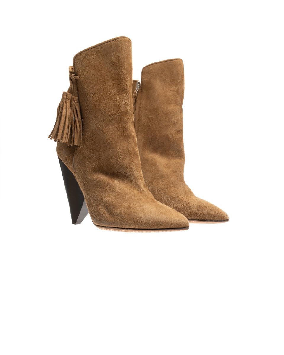 Isabel Marant Dalby fringe suede ankle boots thumbnail