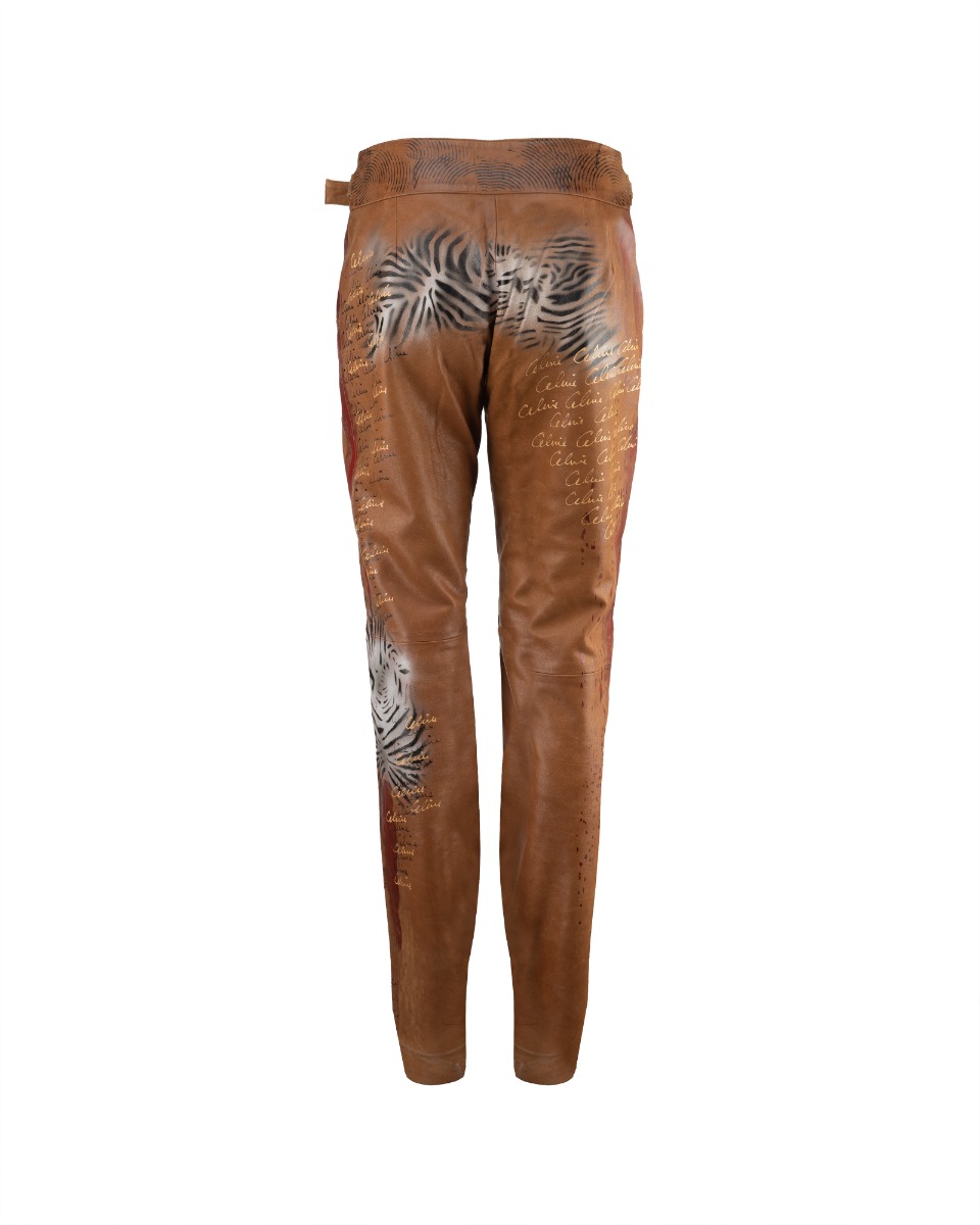 Celine safari printed leather pants thumbnail