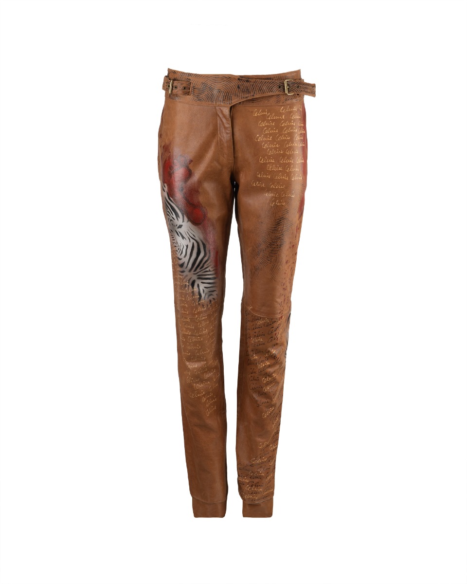 Celine safari printed leather pants thumbnail