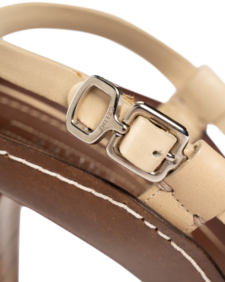 Celine Triomphe Stiletto beige leather pump heels thumbnail