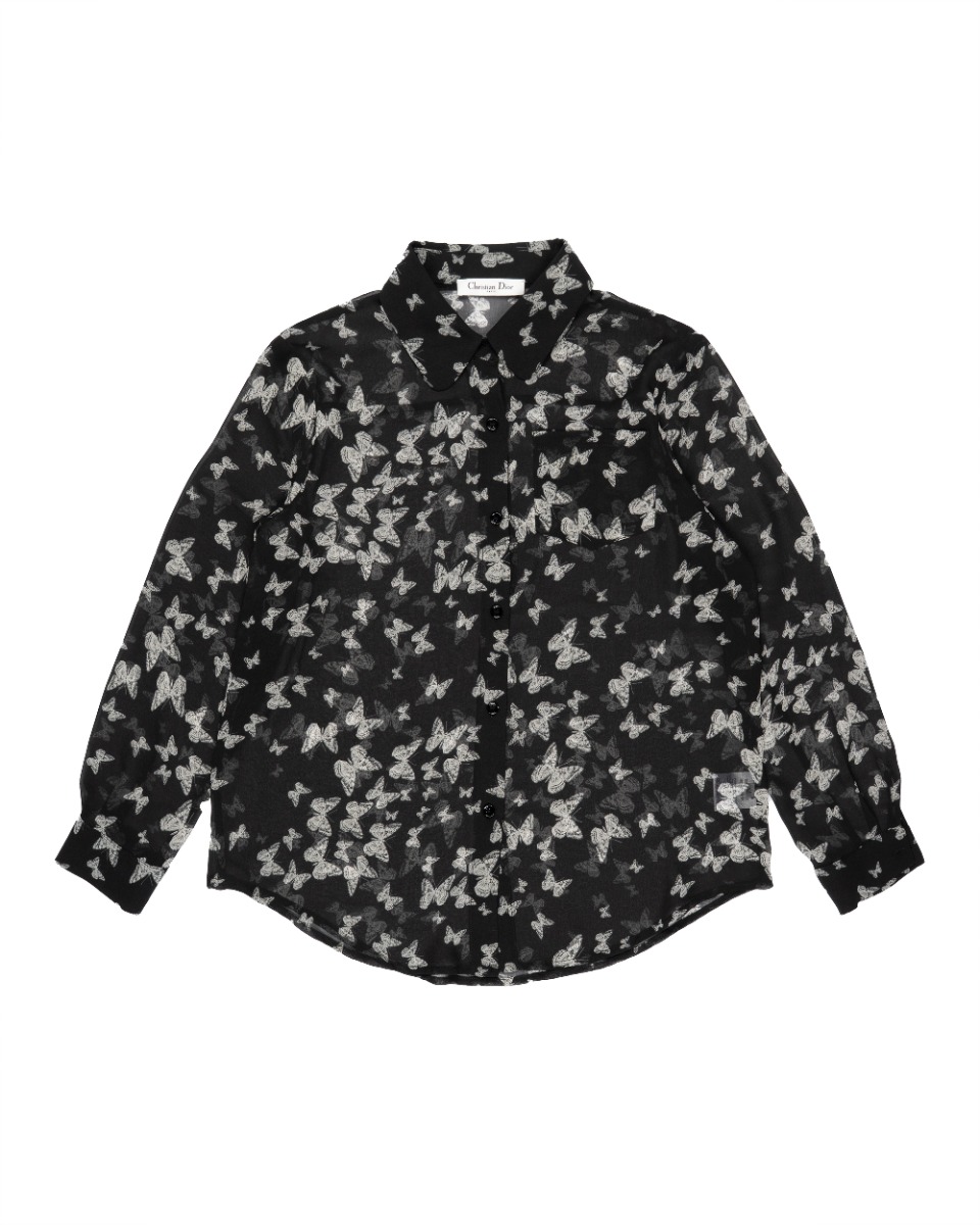 Christian Dior butterfly transparent button-up shirt thumbnail