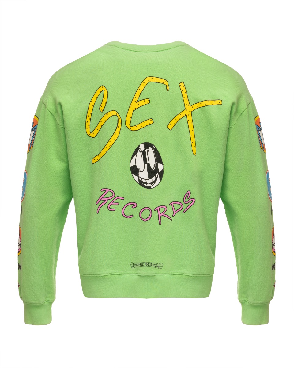 Chrome Hearts Matty Boy "Sex Records" green crewneck sweatshirt thumbnail