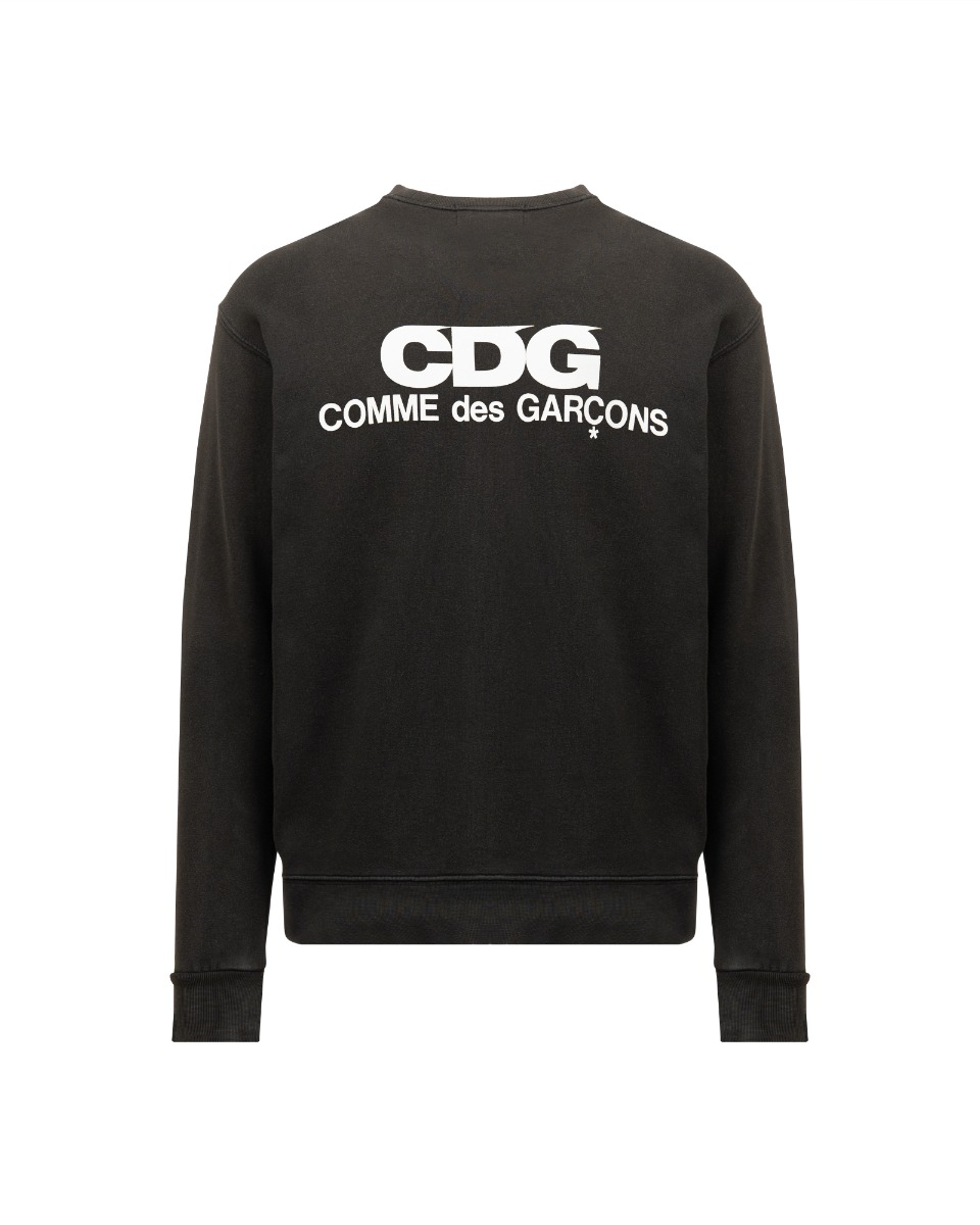 COMME des GARÇONS CDG logo washed black crewneck sweatshirt thumbnail
