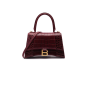 Balenciaga Hourglass small crocodile embossed maroon leather bag