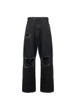 Balenciaga Destroyed wide-leg black denim pants