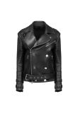Balmain button-detailed leather biker jacket