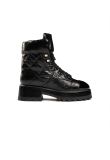 Chanel crumpled patent lambskin combat boots