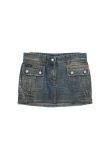 Dolce&Gabbana leather pocket denim mini skirt
