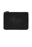 Fendi Vitello Grace canvas logo black clutch bag