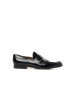 Gucci G-logo embossed black leather loafers