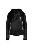 Helmut Lang rabbit fur/lamb leather hooded jacket