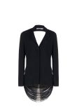Jil Sander fringe cut-out black blazer jacket