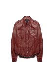 MISBHV 1-OF-1 faux ostrich leather metal logo plaque jacket