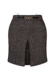Celine herringbone tweed box pleat sequin skirt
