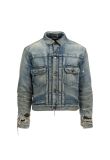 Saint Laurent distressed-effect faded denim jacket