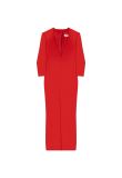 Saint Laurent plunge neck red maxi dress