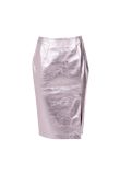 Thierry Mugler Couture faux-leather pink pencil skirt