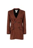 Yves Saint Laurent Variation Houndstooth red double-breasted coat
