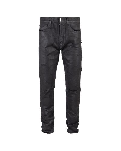 Givenchy black paint crackled jeans 